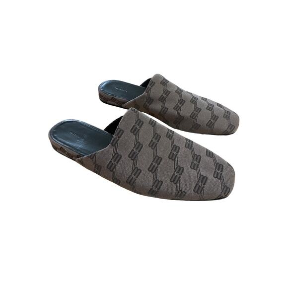 Balenciaga - BB Monogram Mules in Grayish Brown - Picture 1 of 5